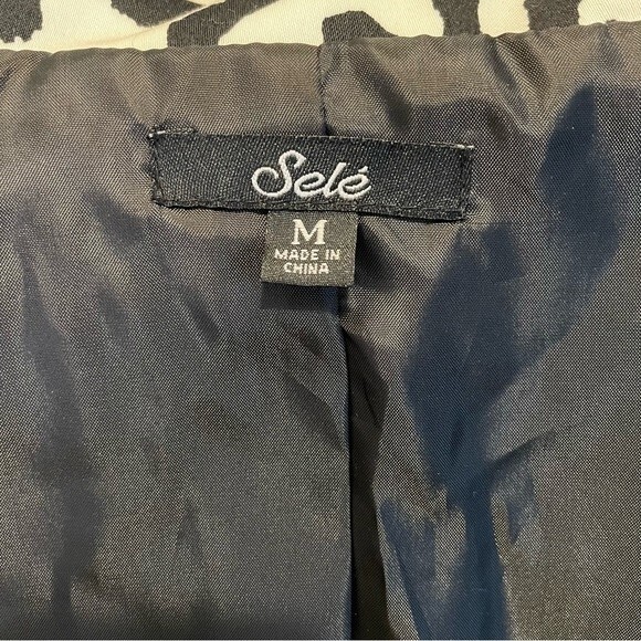 Sele Black and White Animal Print Midi Jacket Coat Size M - Picture 7 of 8